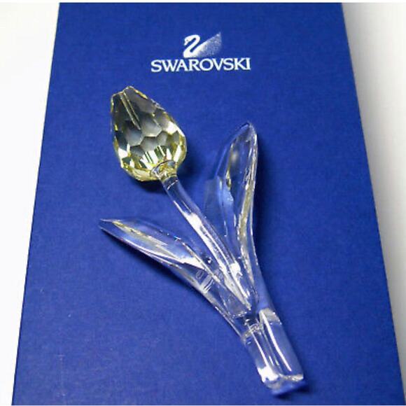 NEW Swarovski Crystal YELLOW TULIP FLOWER Swan Logo LG Faceted Bud SCS 2004 BOX - Picture 9 of 9